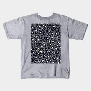 Grey, White and Black Leopard Spots Print Kids T-Shirt